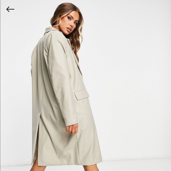 NA-KD blazer style longline coat in sand - Picture 2 of 3